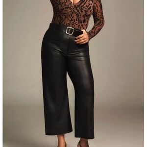 Maeve Black Ankle Cropped Pants with Wide-Leg Design